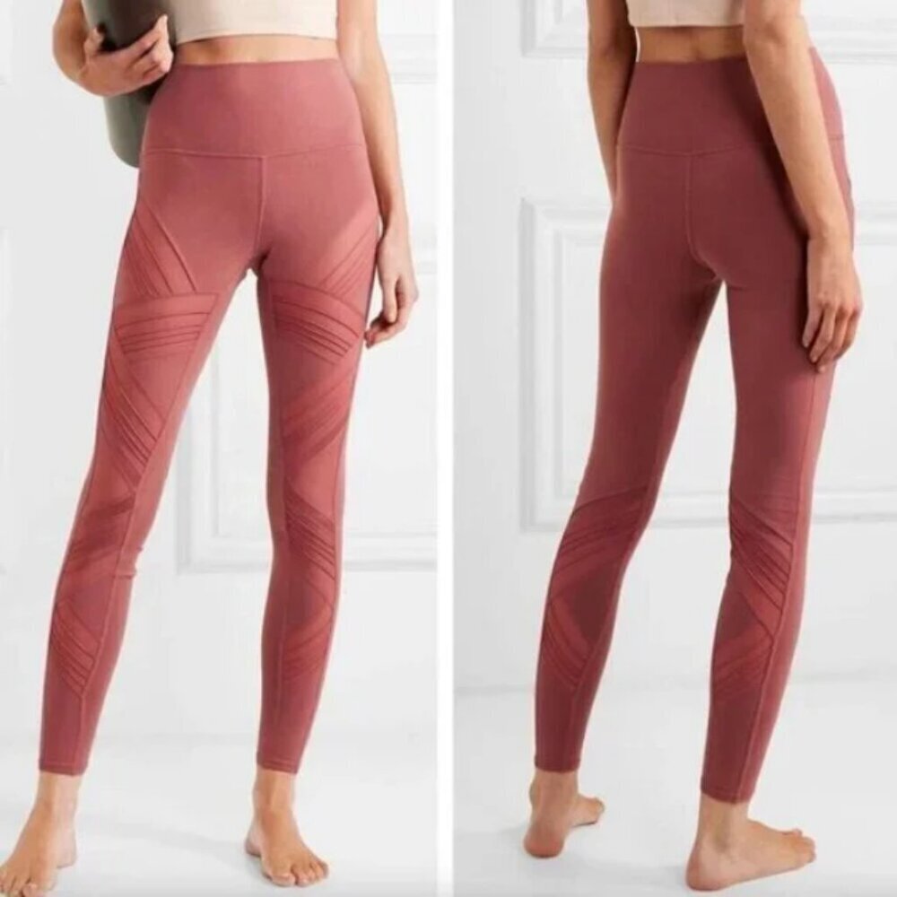 ALO Yoga High-Waist Seam Detail Leggings in Dusty Rose